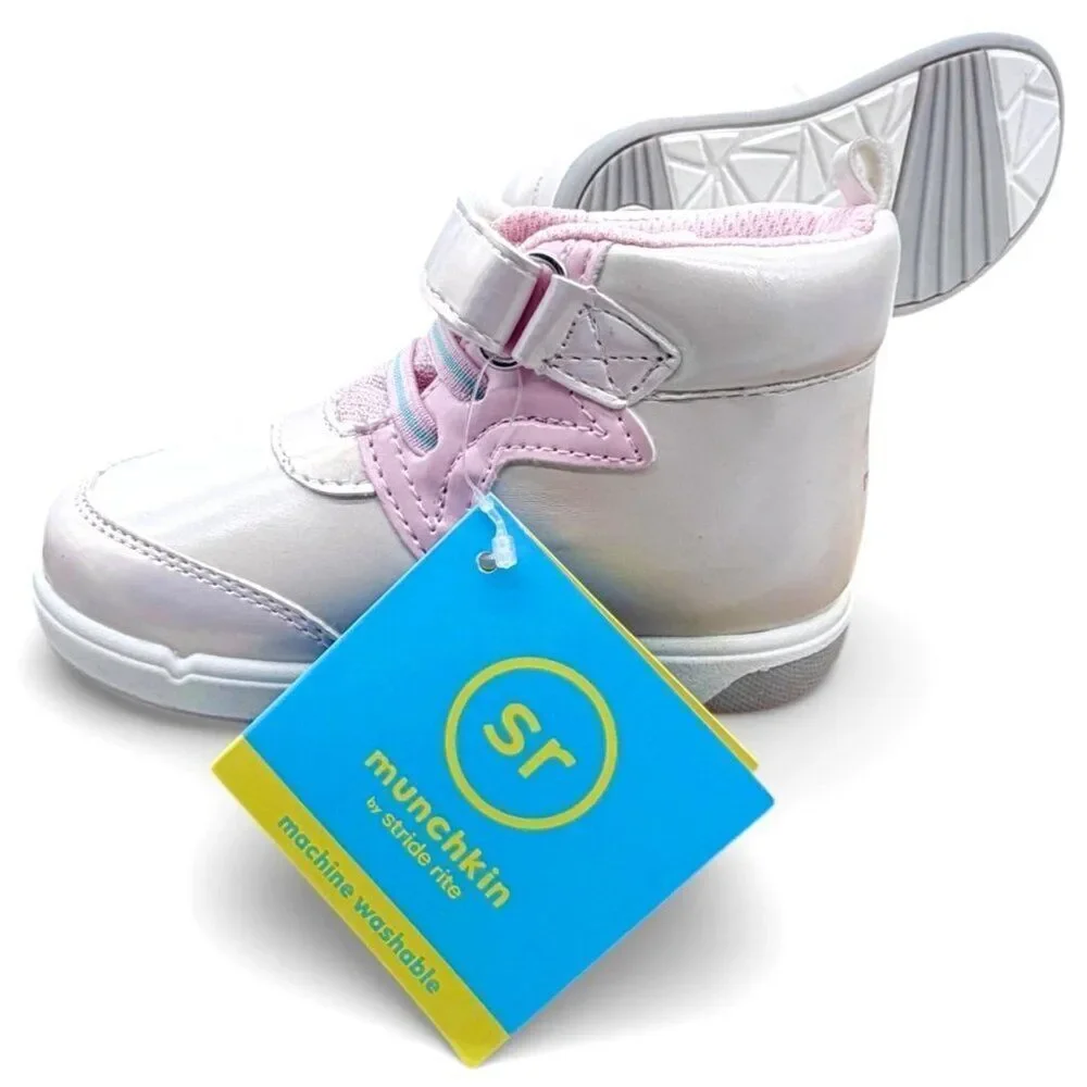 Stride Rite Hazel High-Top Supportive Sneaker Toddler Size 7 Silver Iridescent